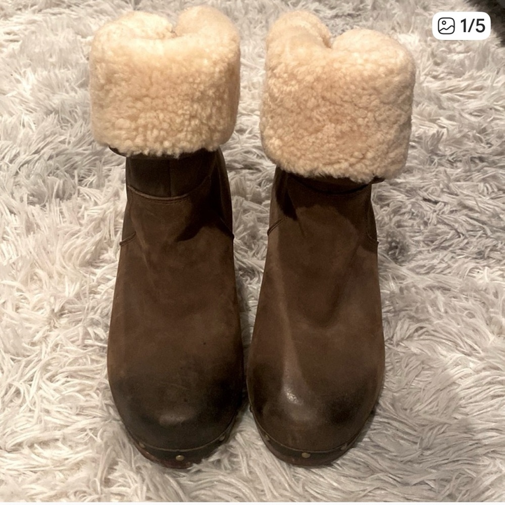 Ugg Clog Studded Fur Boots.